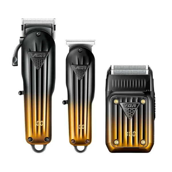 Набір для стрижки волосся та бороди VGR V-644 3в1 акумуляторний Золотисто-чорний (29909509)