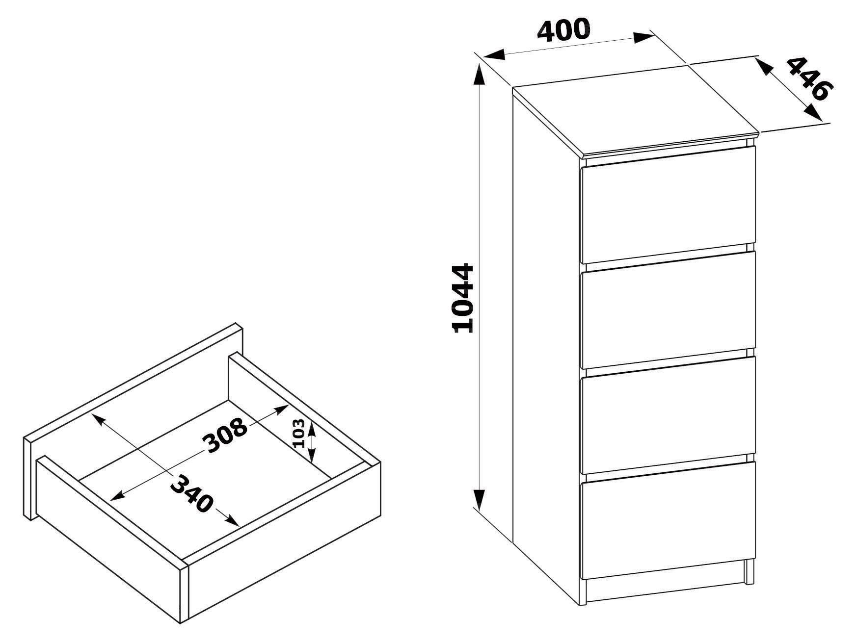 Комод Т-4Р Чорний (111684226) - фото 3 Комод Т-4Р Чорний (111684226) - фото 3