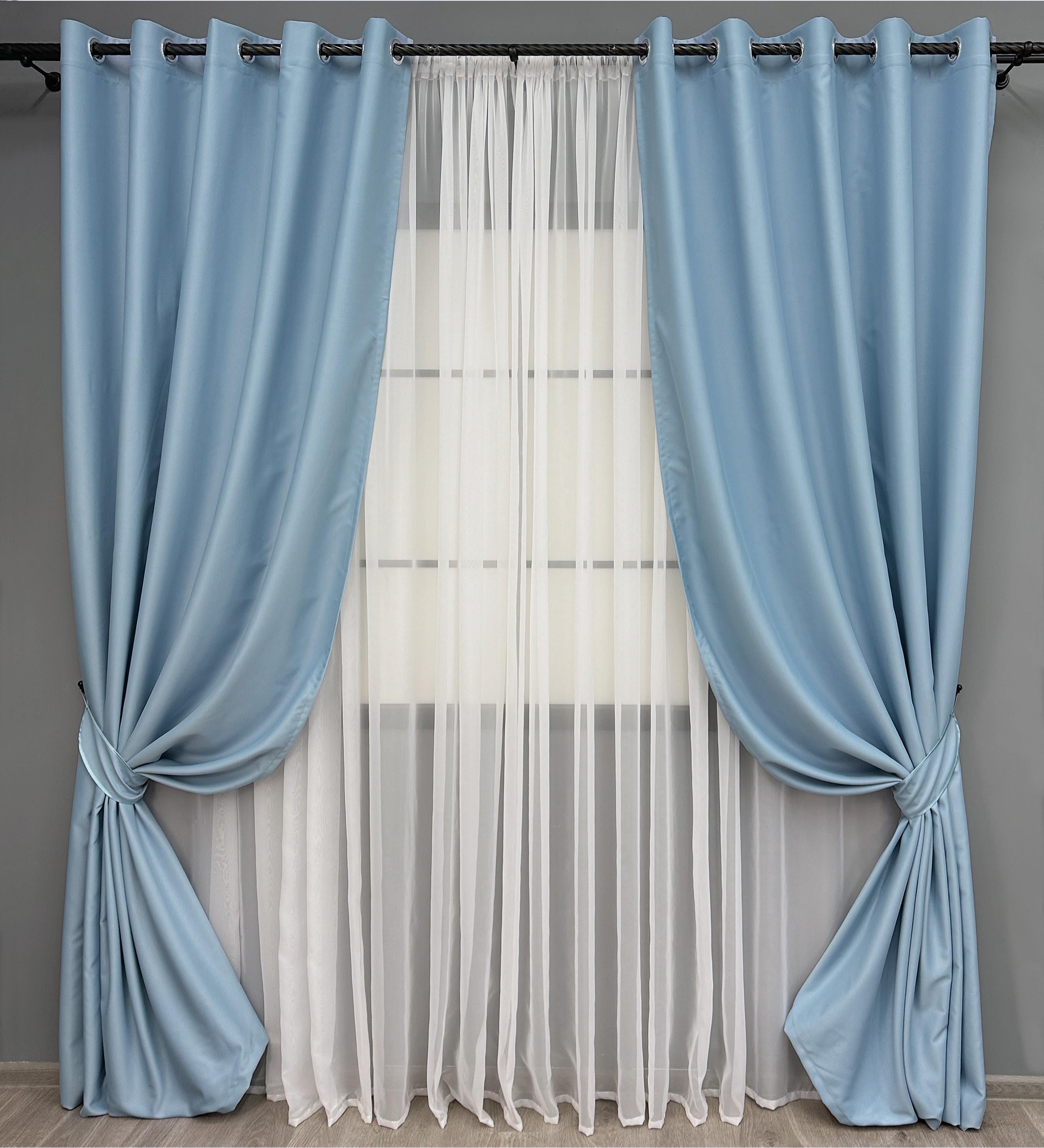 Комплект штор на люверсах VR-Textil Midnight №1676ш 150х270 см 2 шт. Голубой (37-0199)