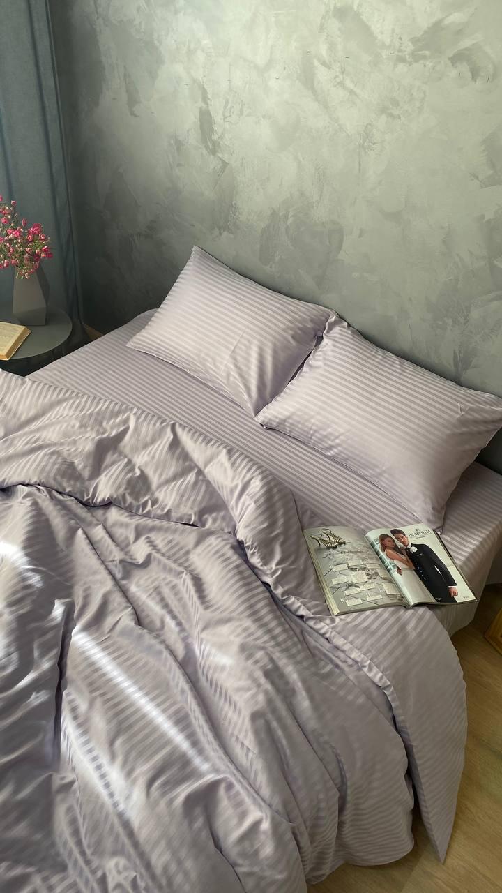 Комплект постільної білизни Страйп Сатін Люкс євро 50x70 см/70х70 см (11742796)