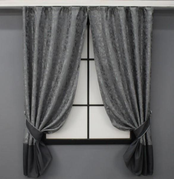 Шторы из льна 1х1,7 м 2 шт. Графитовый (033дк)