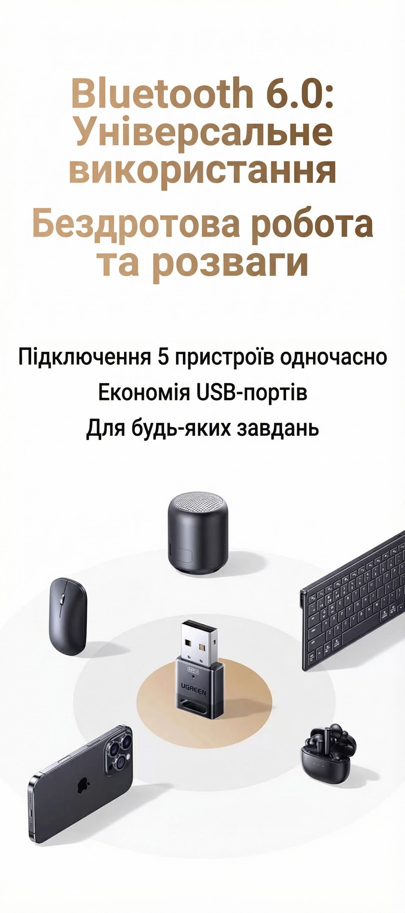 Адаптер Bluetooth USB UGREEN CM748 6.0/20 м Черный (75073) - фото 11