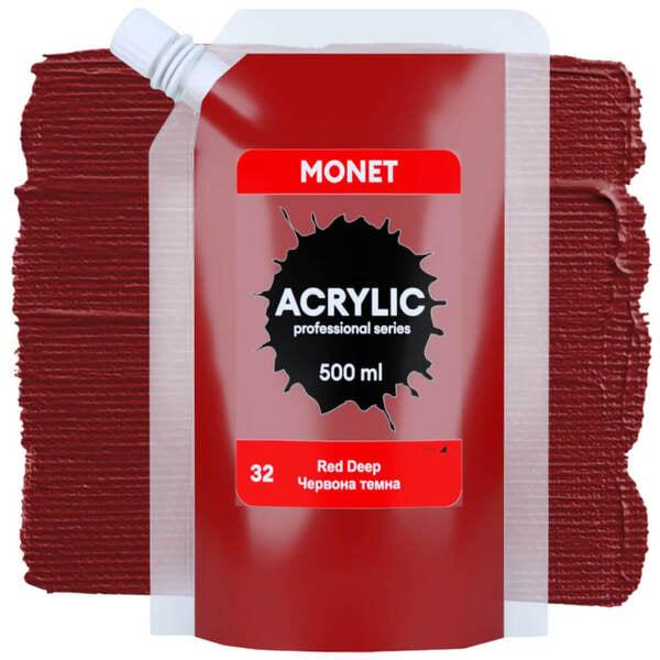 Акрилова фарба Monet 32 500 мл Темно-червоний (500032) - фото 1