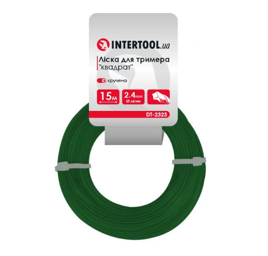 Леска для триммера квадратная витая Intertool 2,4 мм х15 м (DT-2323)