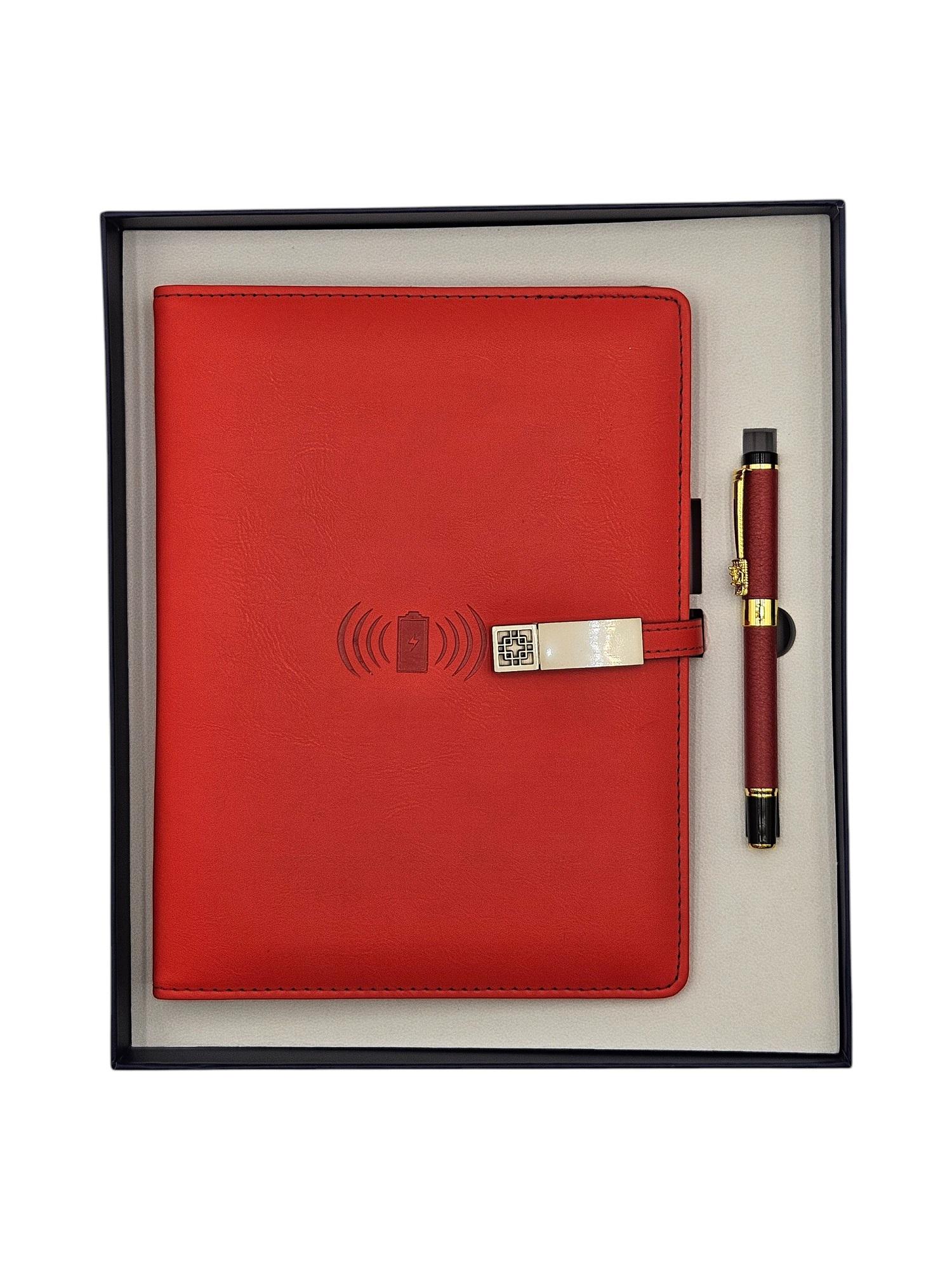 Смарт-блокнот з флешкою і бездротовою зарядкою з ручкою Powerbank 16 Гб Червоний (30983155)