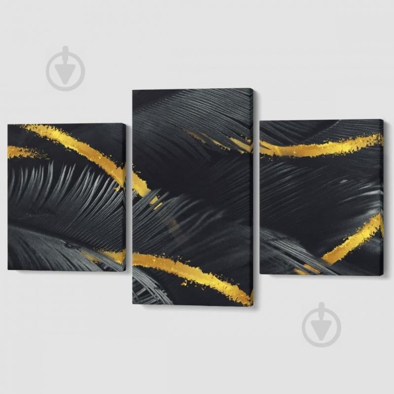 Модульная картина из трех частей Malevich Store 96x60 см Black Leaf (MK322016)