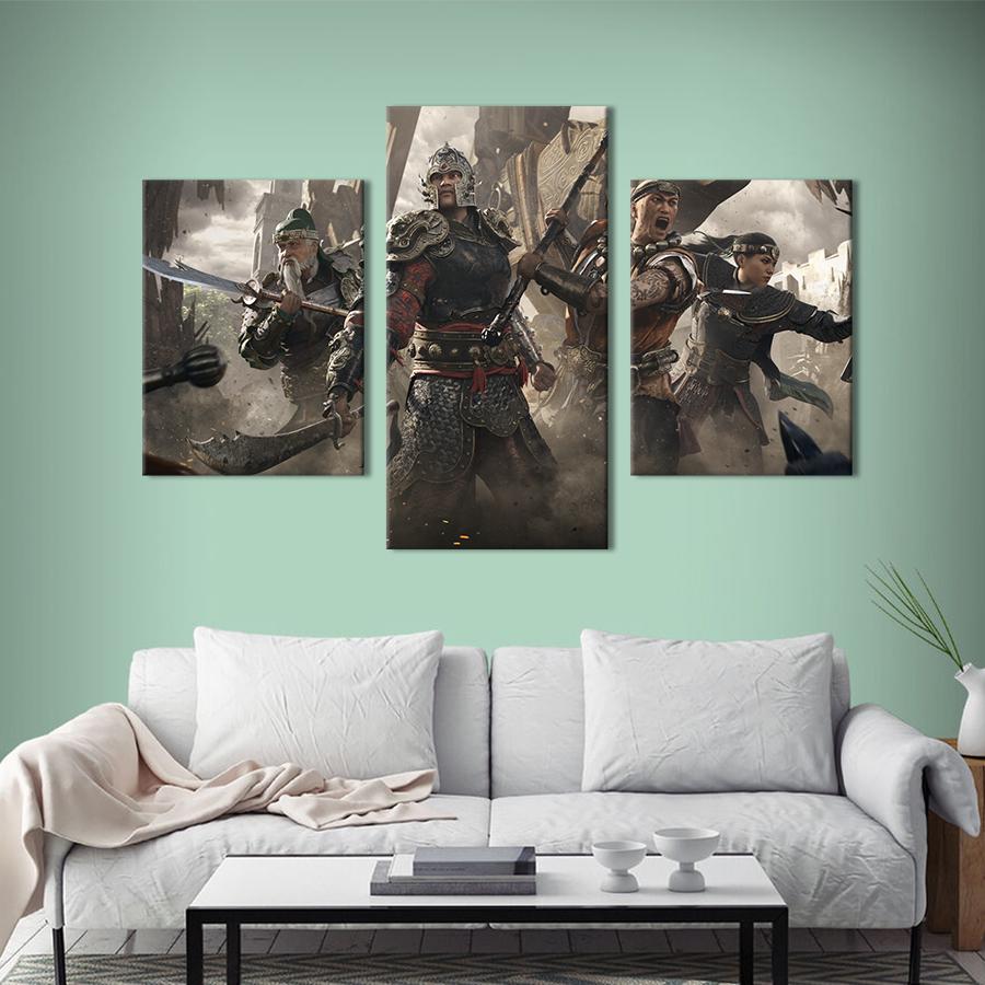 Картина на холсте триптих Персонажи игры For Honor – Marching Fire 66x40 см (1477-32)
