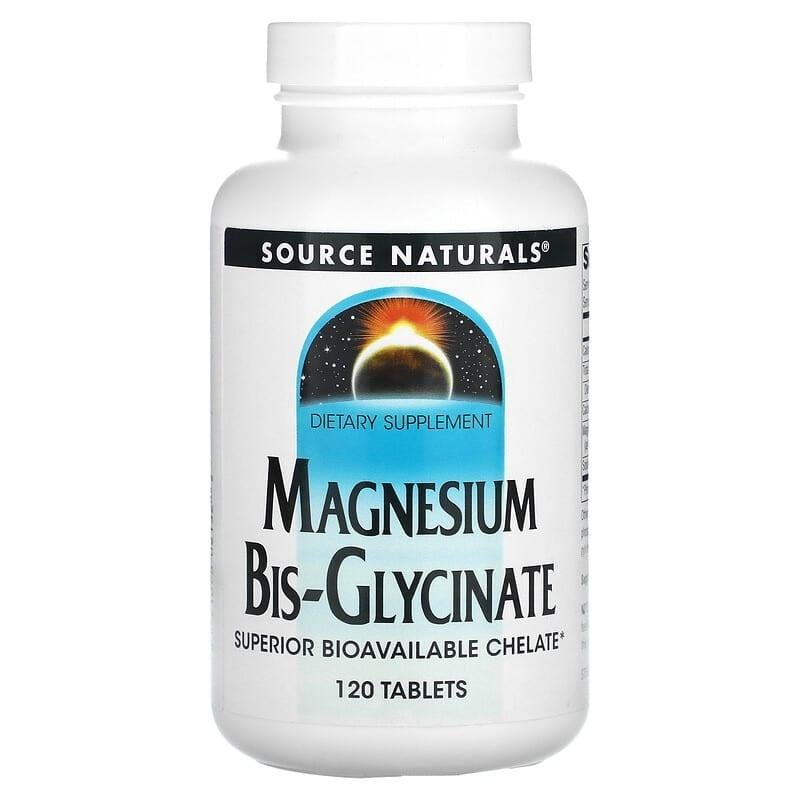 Магний бисглицинат Source Naturals Magnesium Bis-Glycinate повышенное усвоение 120 таблеток