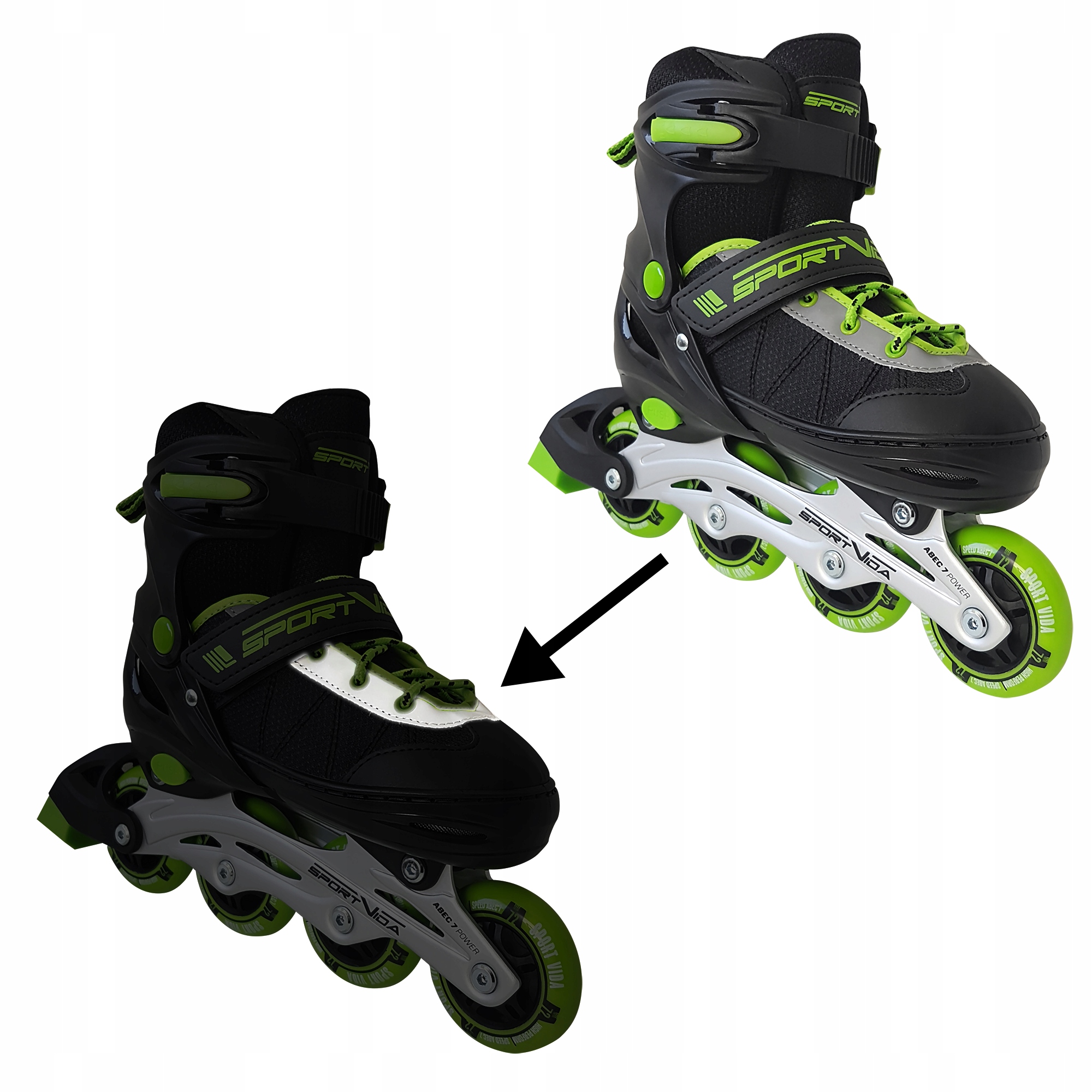 Роликовые коньки SportVida SV-UP0001 Size 34-37 Black/Green - фото 4