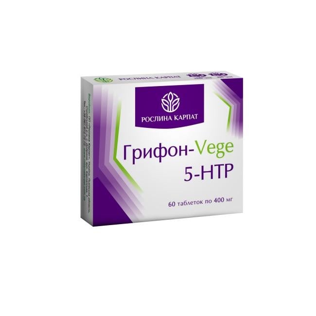 Седативное средство "Рослина Карпат" Грифон-VEGE 5-HTP N60 400 мг (iz16981)