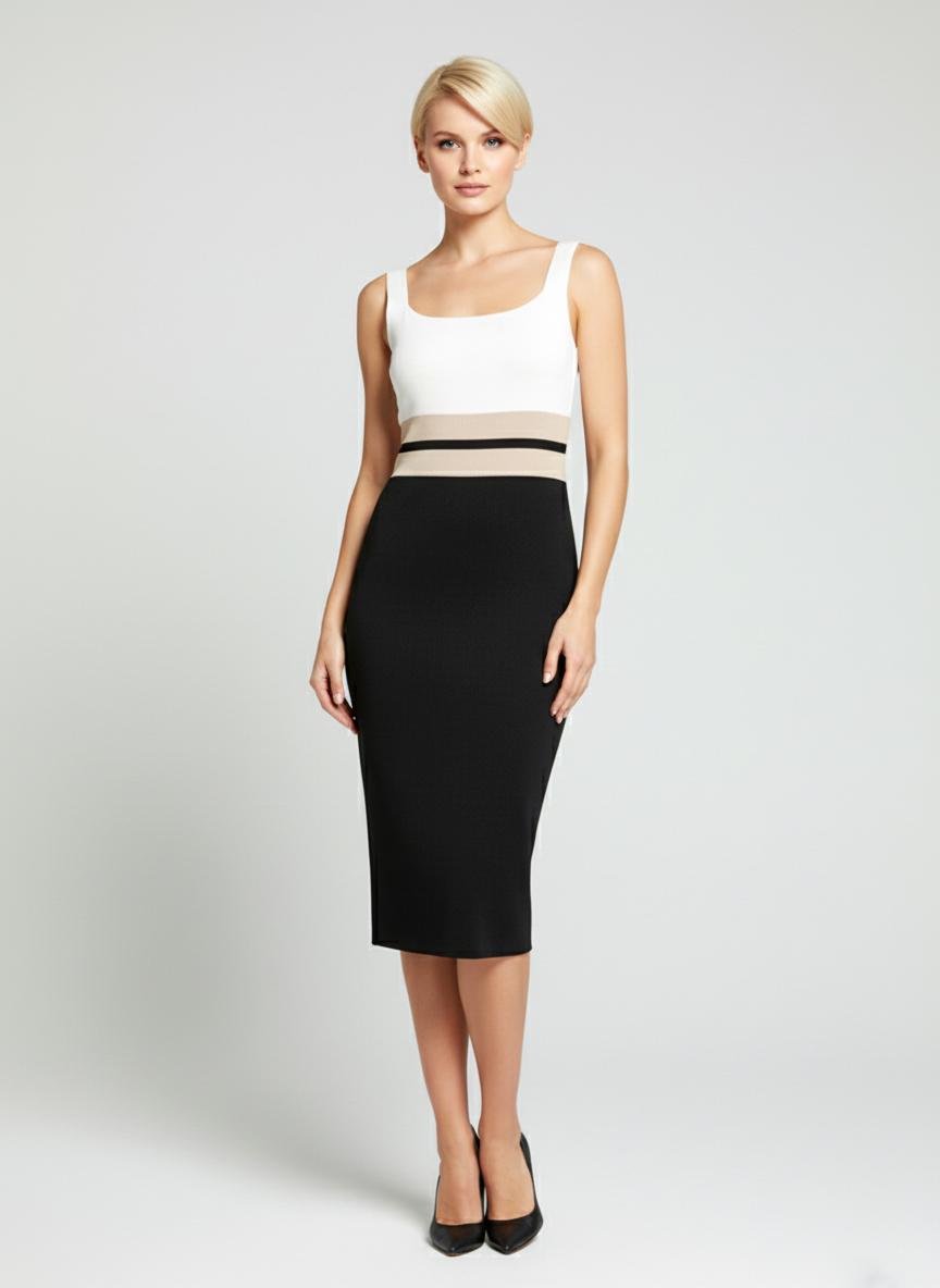 Платье миди в полоску трикотажное с квадратным вырезом M (ZC-215)