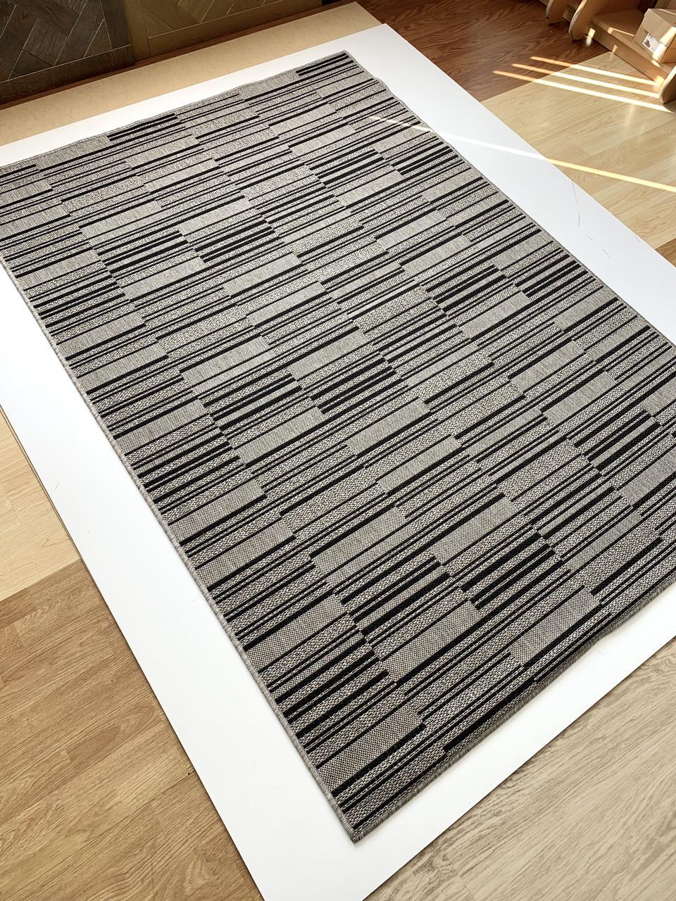 Килим безворсовий абстрактний рогожка прямокутний 200х290 см Сірий (10321-0151)