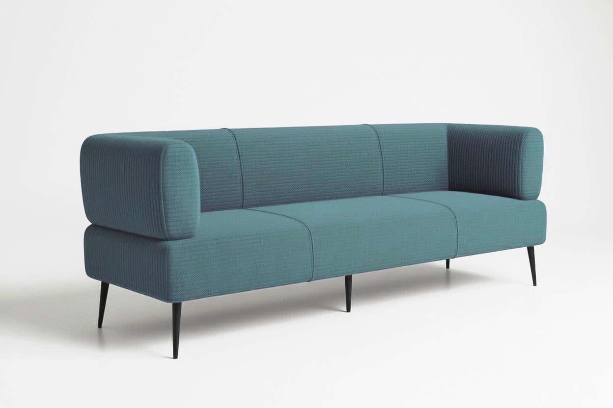 Диван офисный Tobi Sho Бенно-1 с подлокотниками велюр вельвет 1800х720х750 мм Lotus 85/Blue