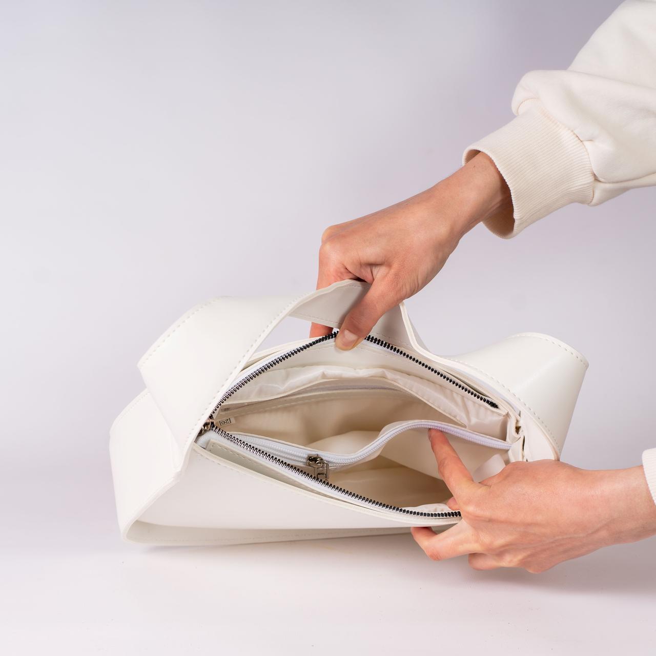 Сумка женская багет из глаткой экокожи XENIA № 24-22 из эко-кожи Белый - фото 2