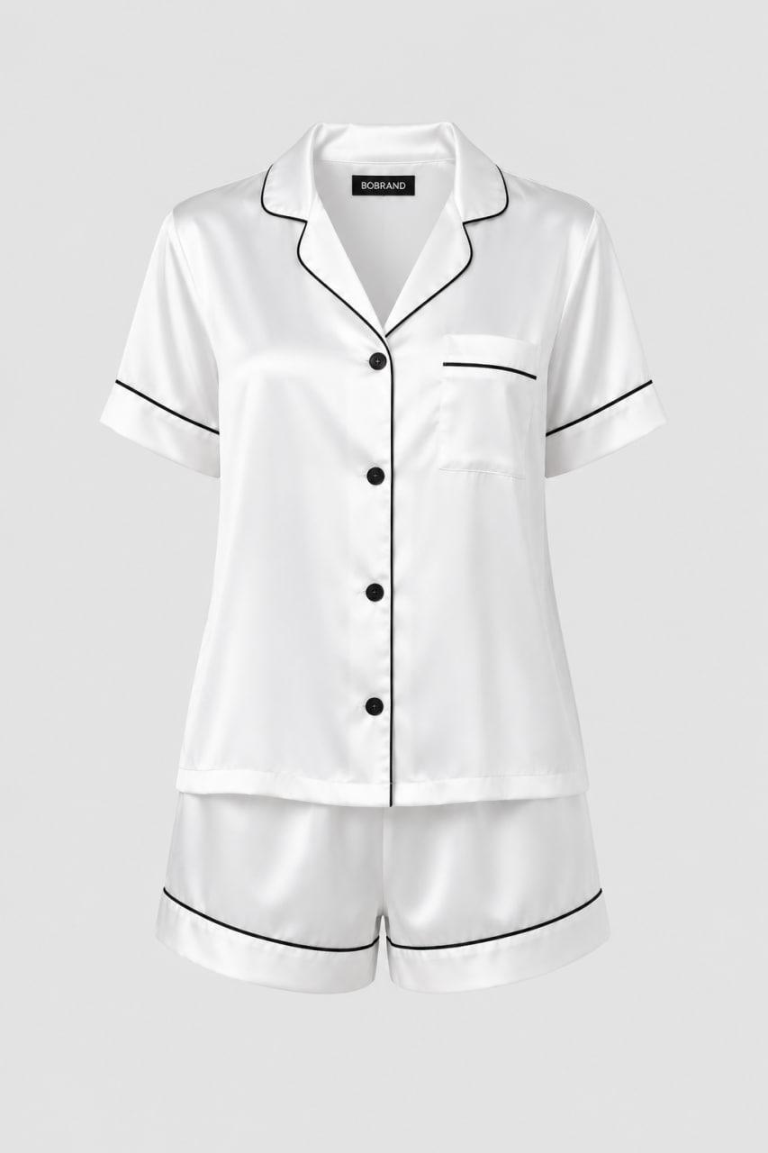 Піжама шовкова BO.Brand з шортами 2XL Білий (37957)