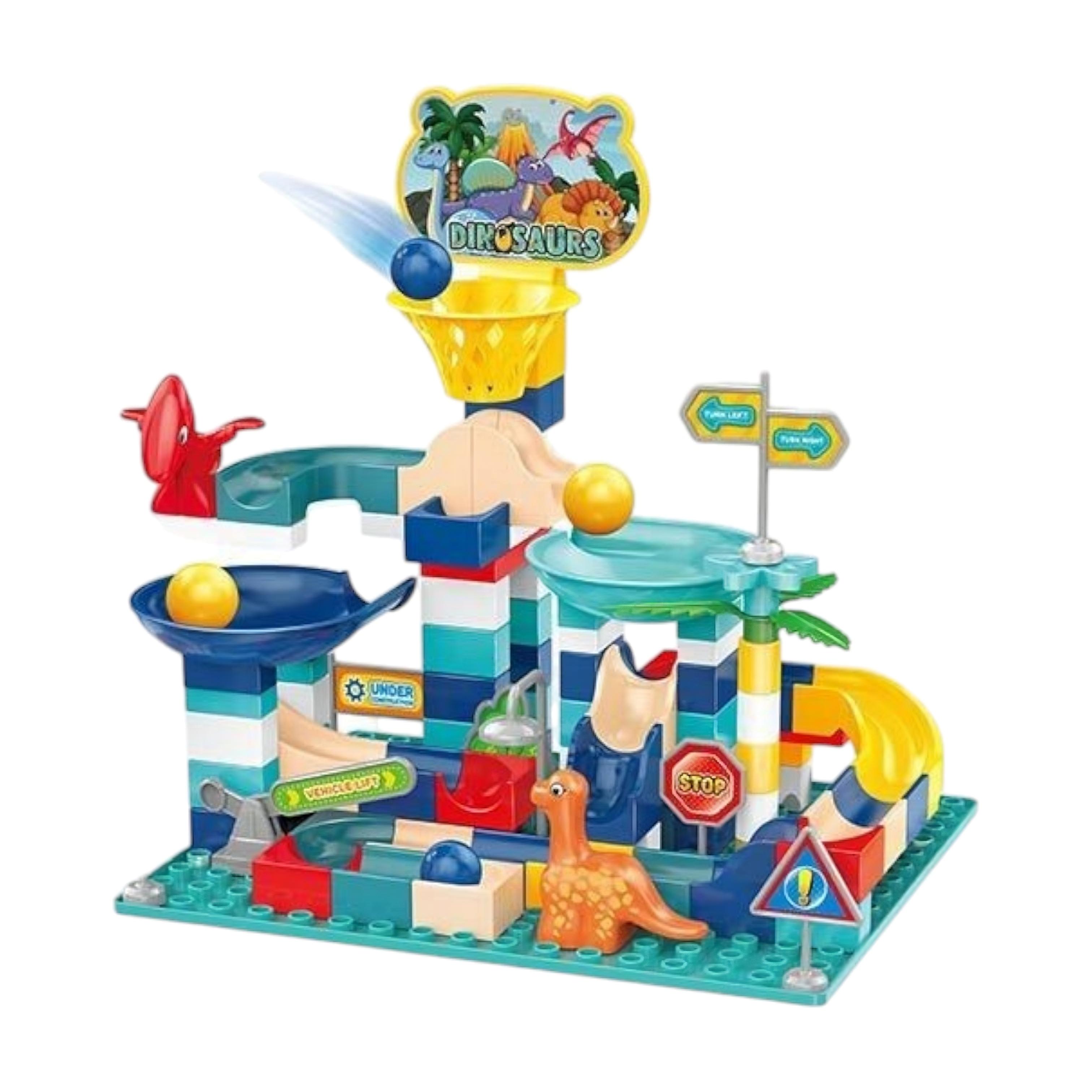 Конструктор детский 222 B-99 лабиринт с горками и фигурками динозавров 111 эл. (28535736)