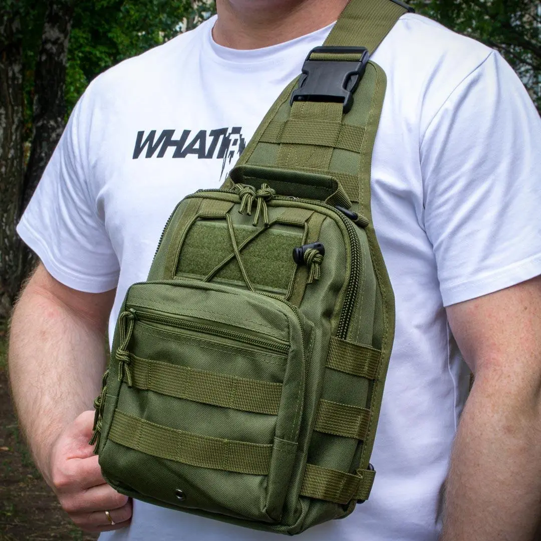 Рюкзак тактичний однолямковий Tactical із системою MOLLE 5 л Олива (095 olive) - фото 1 Рюкзак тактичний однолямковий Tactical із системою MOLLE 5 л Олива (095 olive) - фото 1