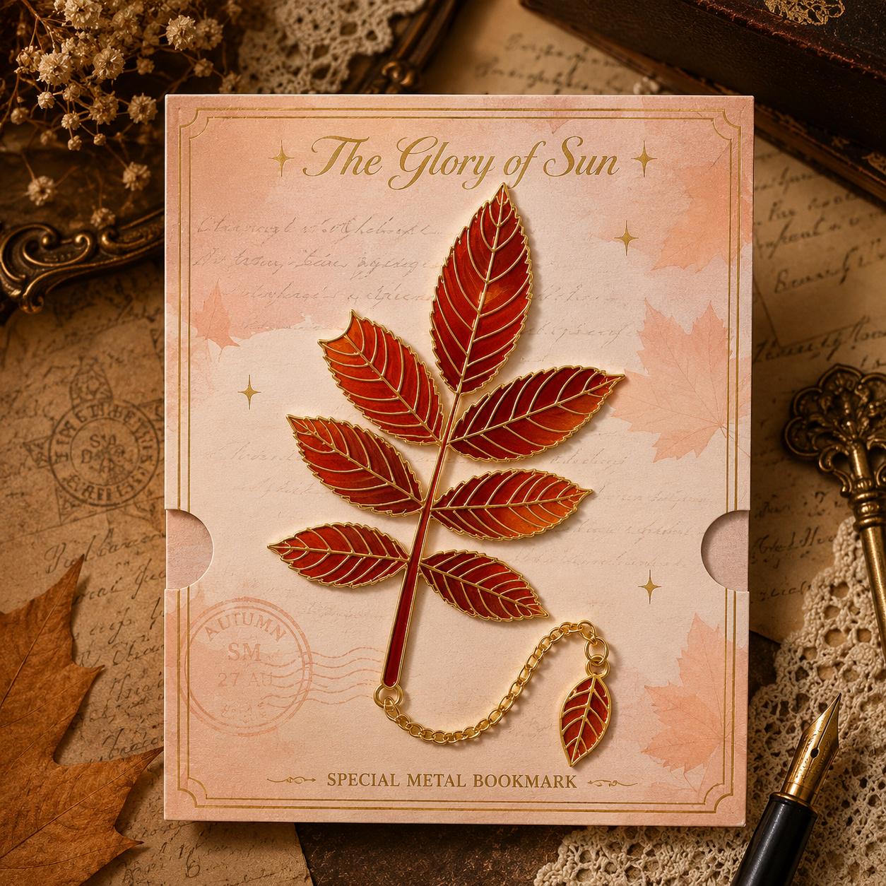 Закладка для книг металева Autumn Leaves лист горобини Червоний (37243227)