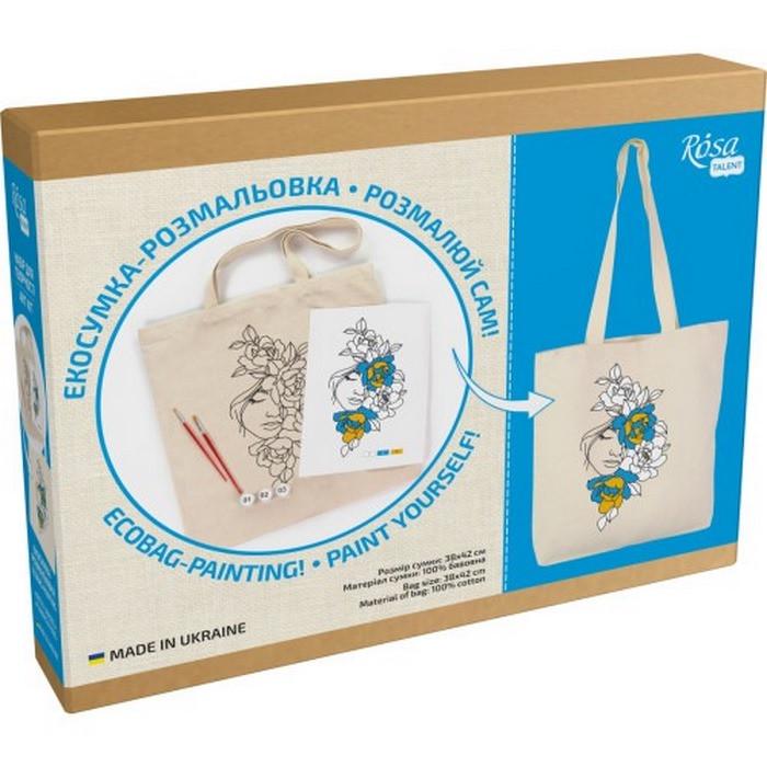 Набір для творчості ROSA N0003621 екосумка-розмальовка Квіти у волоссі 38х42 см (RLT54443)