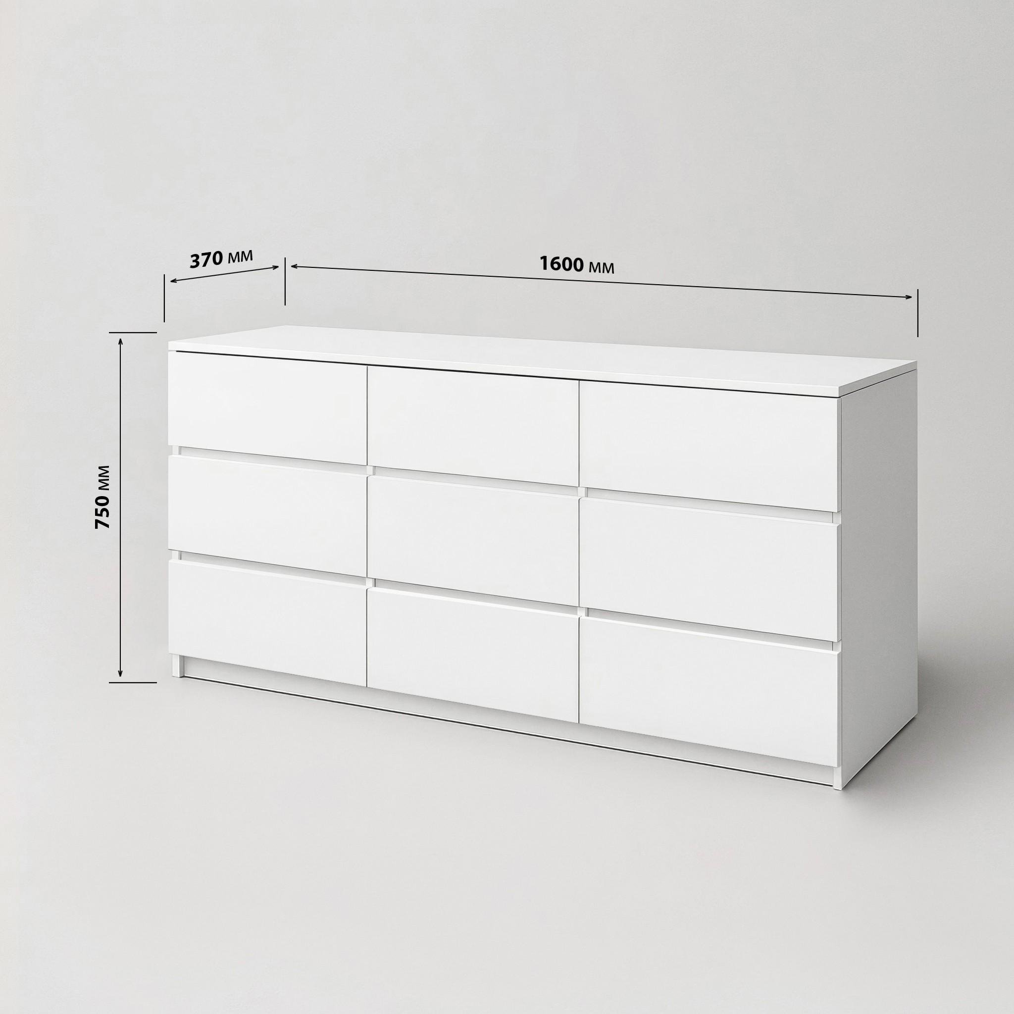 Комод на 9 ящиков без ручек Afina 1600х370х750 мм Дуб Аппалачи/Белый - фото 4
