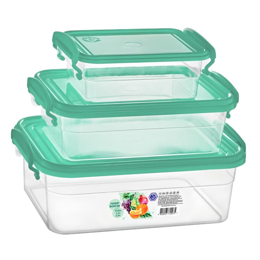 Набор пищевых контейнеров Stenson NP-58м с ручками 0,55/1,2/2,5 л 3 пр. (551565)