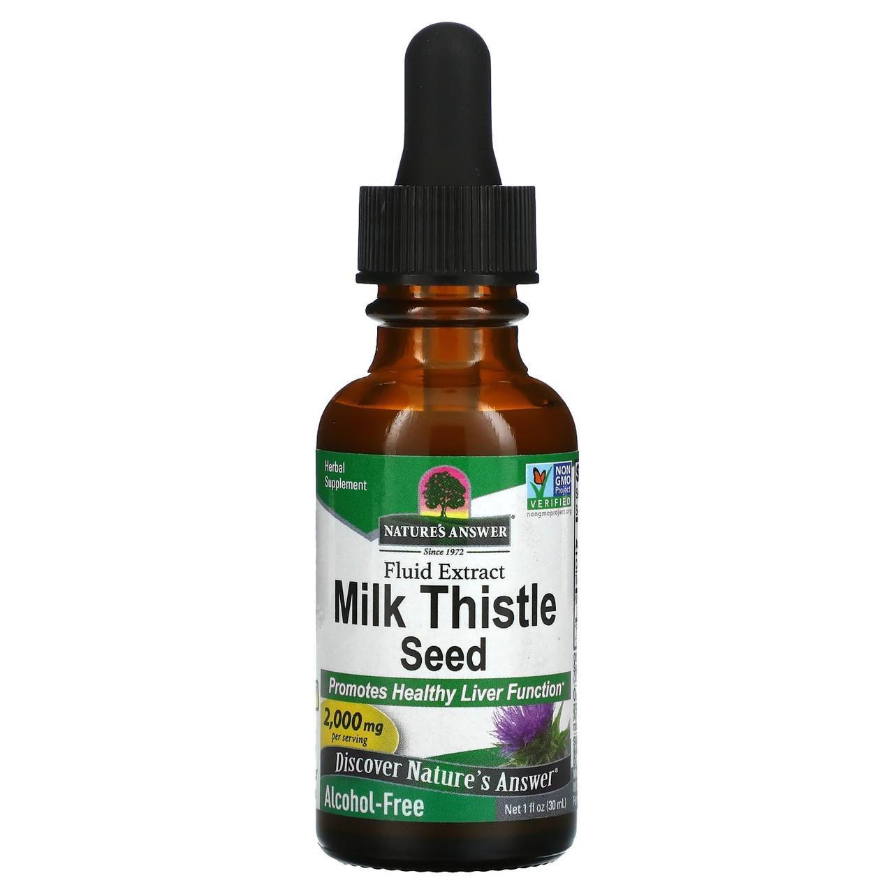 Екстракт рідкий насіння розторопші Nature's Answer Milk Thistle Seed для печінки без спирту 30 мл 2000 мг