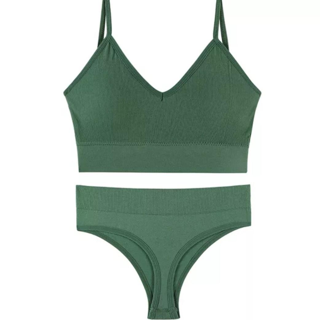 Комплект нижньої білизни в рубчик S/M Зелений (1710516826) - фото 5 Комплект нижньої білизни в рубчик S/M Зелений (1710516826) - фото 5