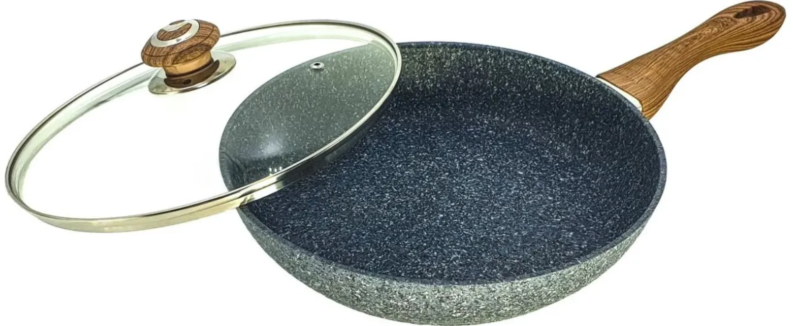 Сковорода с крышкой Benson BN-542 антипригарное гранитное покрытие 24 см (BSKK-002)