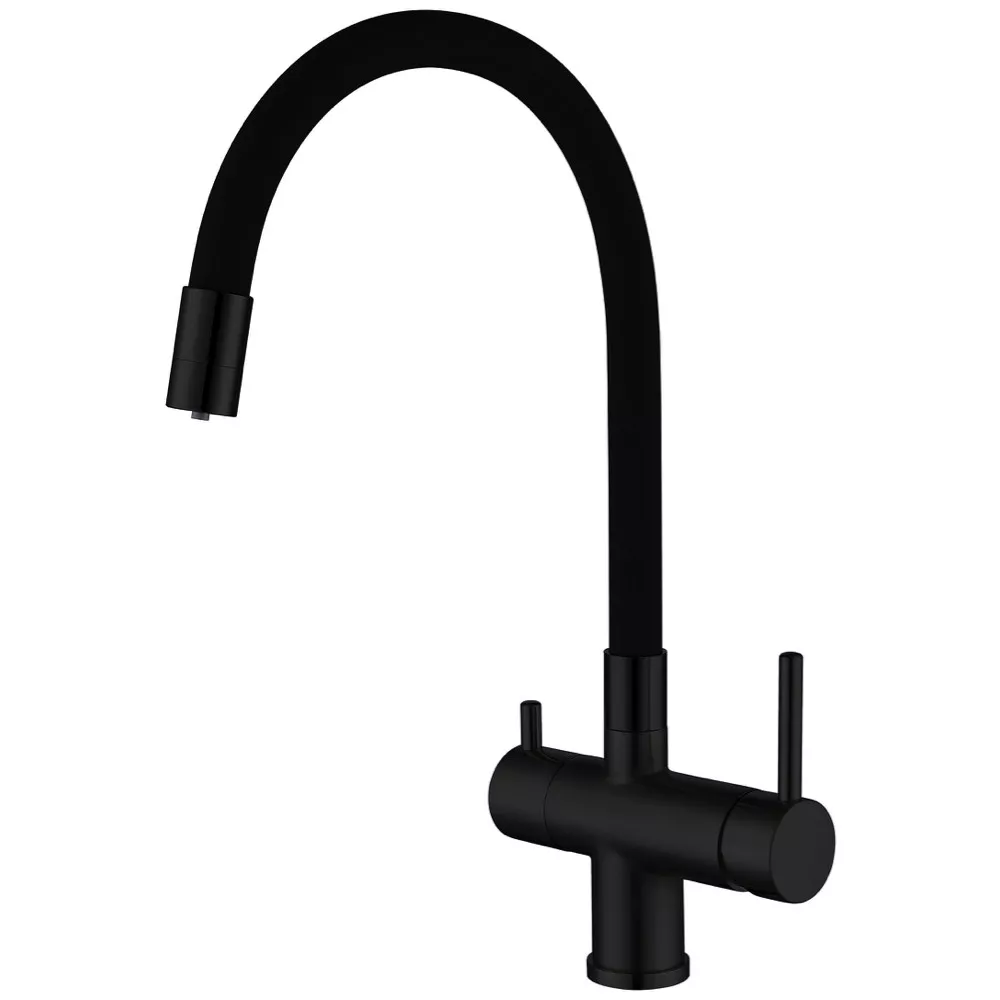 Смеситель для кухни Gappo G4398-36 с гибким изливом на две воды Черный (SQ-1042421)