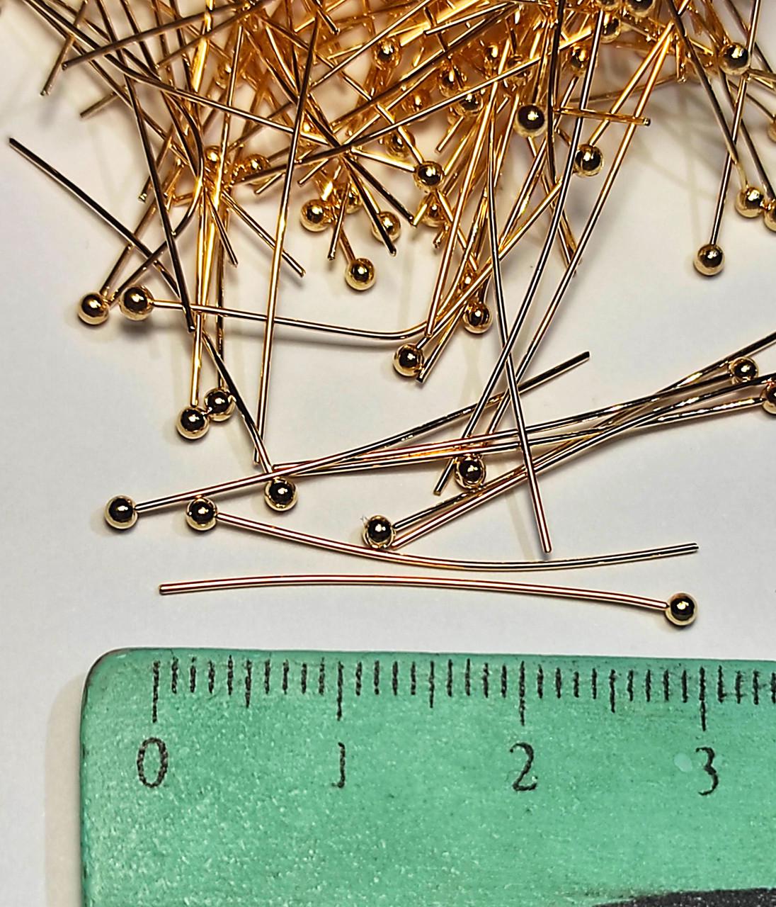 Пін з кулькою KC 30 мм 10 шт. Gold (21760144630) - фото 2 Пін з кулькою KC 30 мм 10 шт. Gold (21760144630) - фото 2