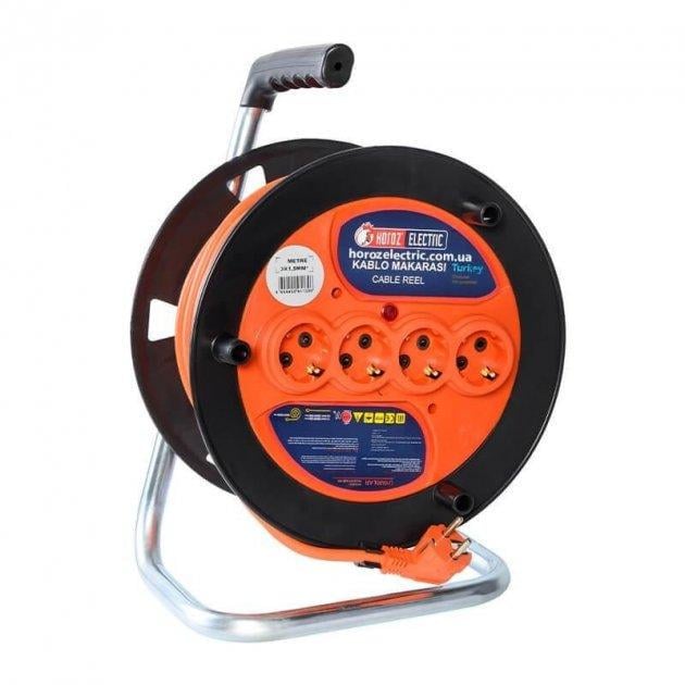 Котушка з кабелем Horoz Electric ПВС 4 гнізда із заземленням 3х1,5 мм 50 м