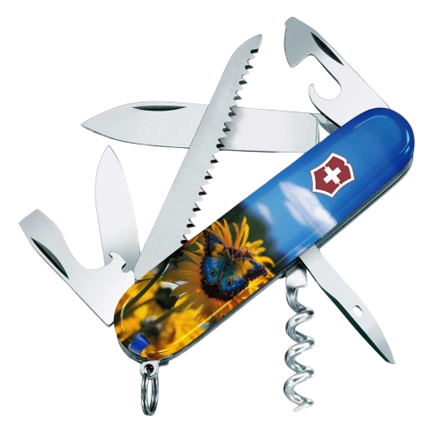 Нож складной многофункциональный Victorinox CAMPER UKRAINE Подсолнечники и бабочка 14 функций 91x27x18 мм (Vx13613.7_T3200pw) Нож складной многофункциональный Victorinox CAMPER UKRAINE Подсолнечники и бабочка 14 функций 91x27x18 мм (Vx13613.7_T3200pw)