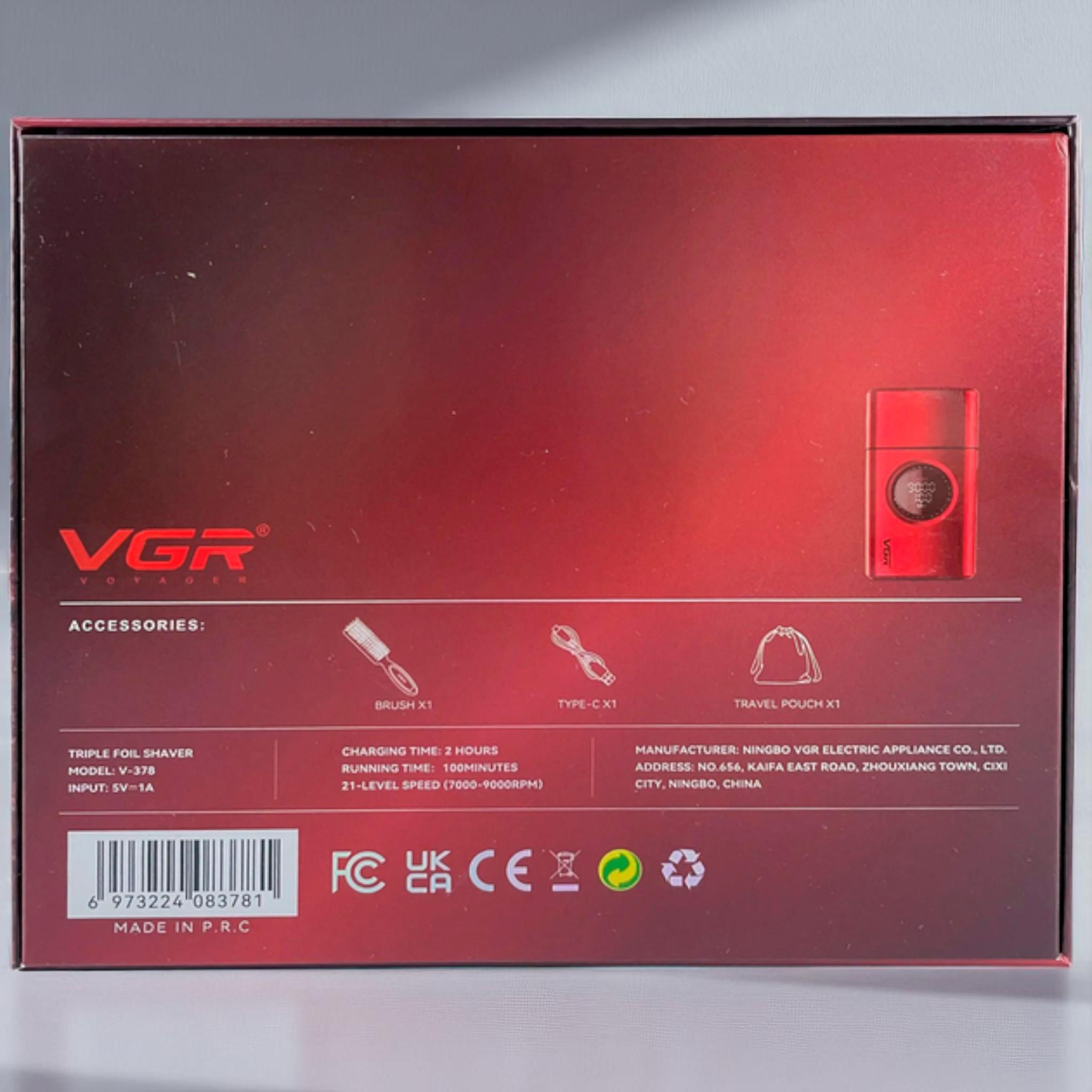 ШейверVGR V-378 тройное лезвие водонепроницаемость IPX6 LED-дисплей Red (E_V-378Red) - фото 5
