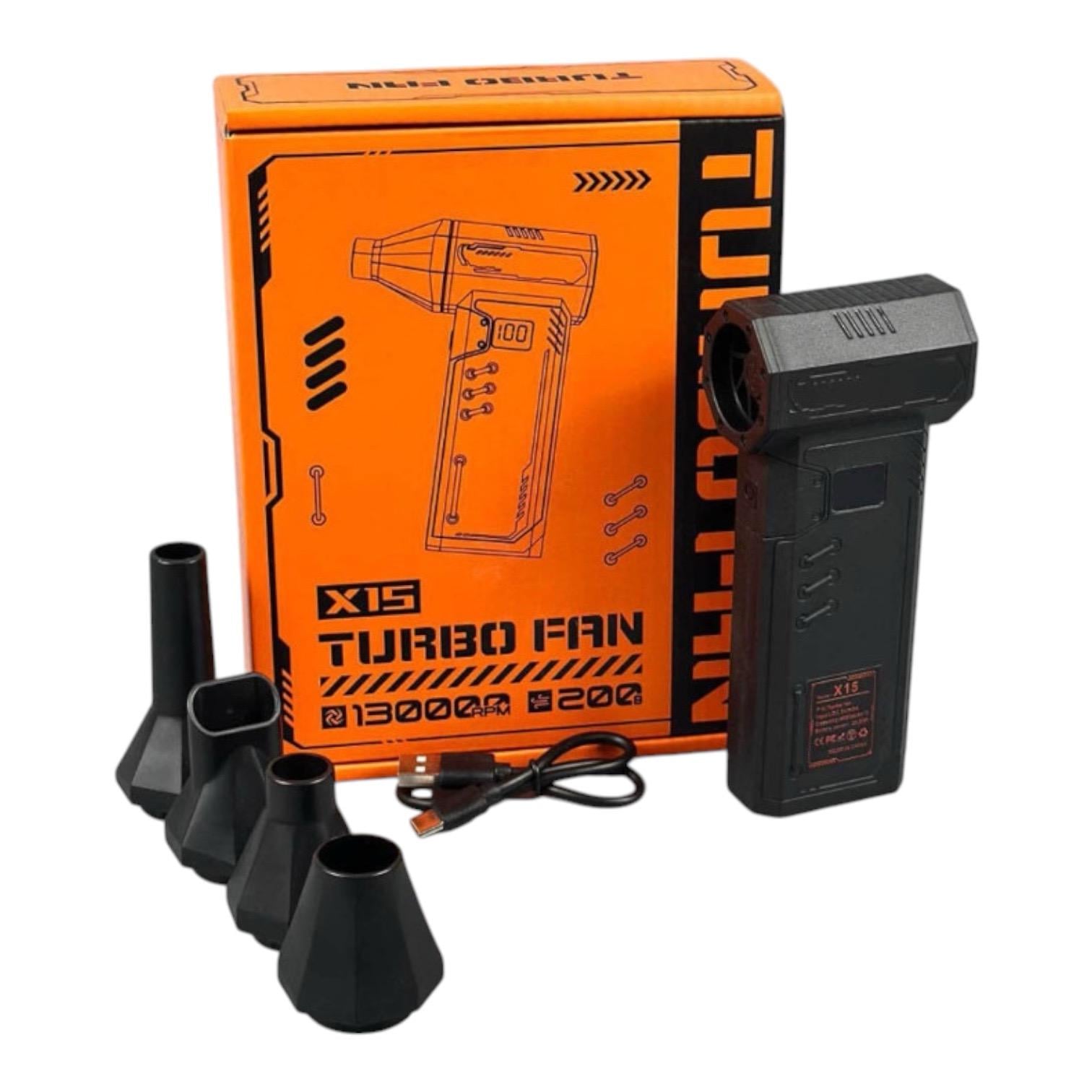 Турбовентилятор X15 130000 RPM аккумуляторный с 4 насадками 2x4000 mAh USB Type-C (638b3dc6)