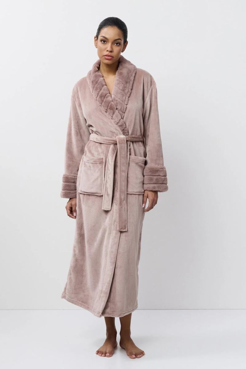 Халат махровий жіночий Aruelleтеплий L Рожевий (Demi-bathrobe)