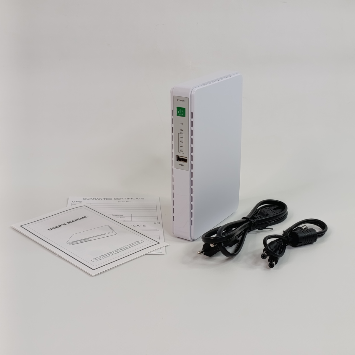 Источник бесперебойного питания для роутера Mini DC UPS 8800 мАч PoE-устройств с USB и DC выходами Белый (POE-432E-White)