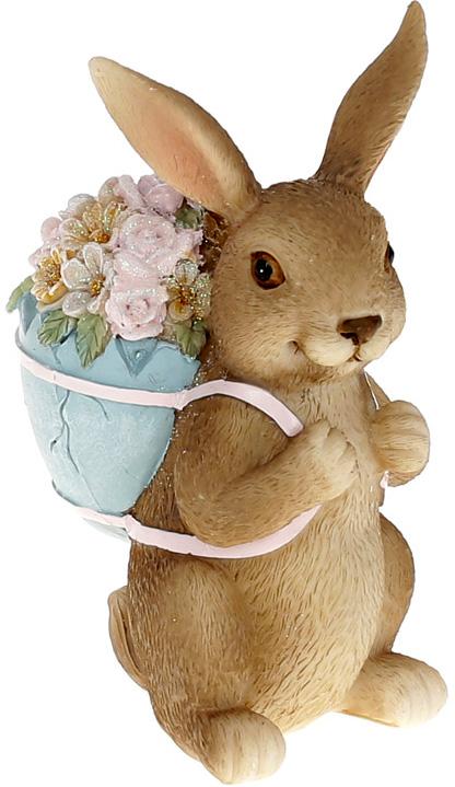 Декоративная статуэтка Кролик с корзинкой Цветов 8х6х12,5 см полистоун (BD-K07-119)