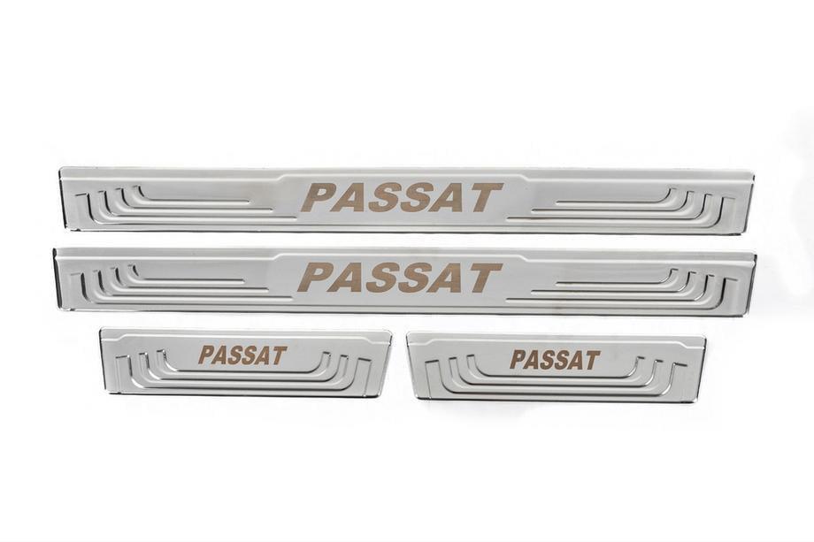 Накладки на пороги Carmos V-2 4 шт. нерж для Volkswagen Passat B7 2012-2015 нержавеющая сталь Хром (131792)