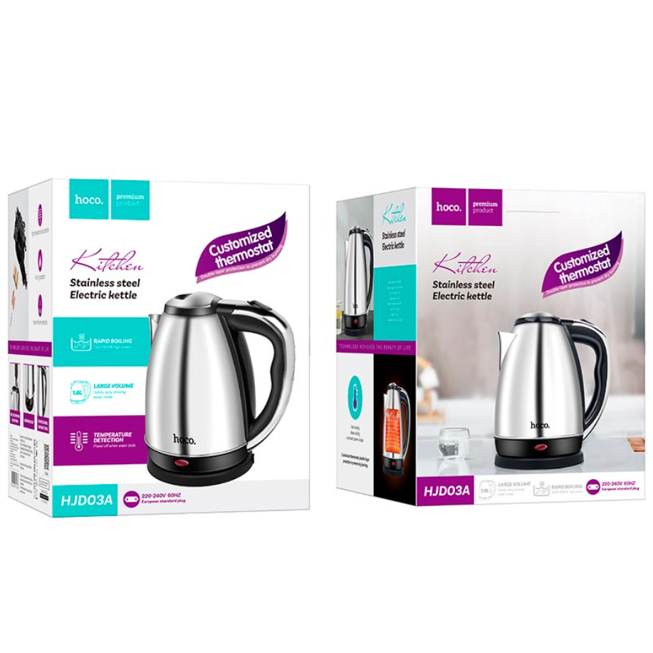 Электрочайник Hoco HJD03A Cool kitchen convenient electric kettle 1,8 л Silver - фото 10