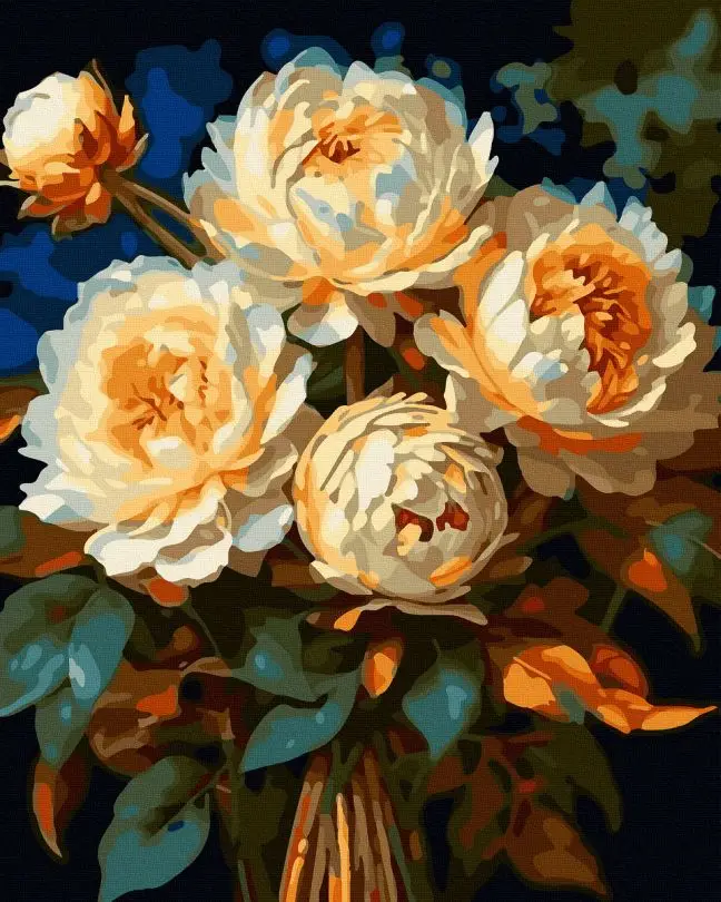 Картина по номерам Brushme Золотые пионы 40x50 см без коробки (JX1128)