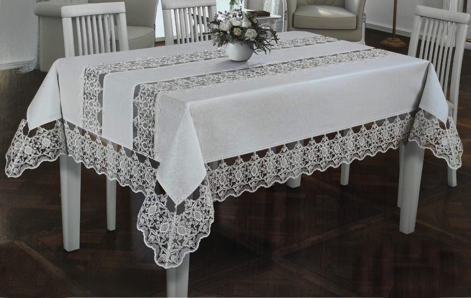 Скатертина велюрова Acme Tekstil PVS Charment 110x160 см Krem (CN30925)