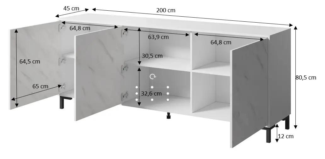 Комод Сama Marmo 200 3D из ламинированной ДСП Белый матовый/Белый мрамор - фото 3