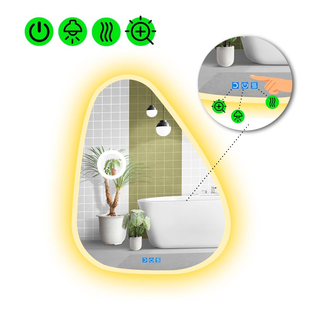 Зеркало с LED подсветкой Doccia 3 с тремя сенсорами 80x64 см (8737576) Зеркало с LED подсветкой Doccia 3 с тремя сенсорами 80x64 см (8737576)