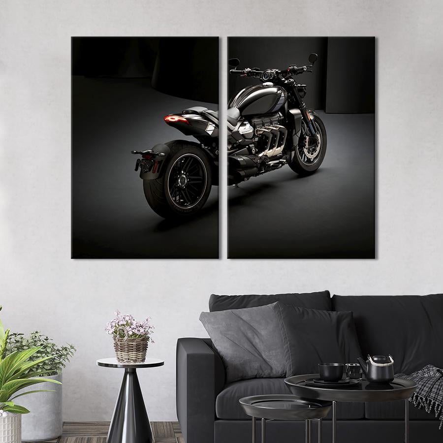 Картина на холсте Чёрный байк Triumph Rocket 3 71x51 см (1407-2)