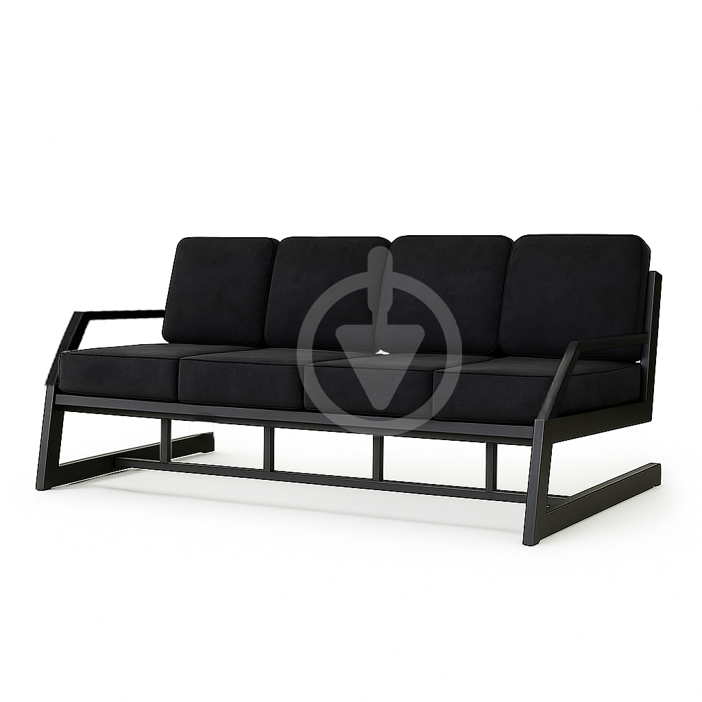 Диван металлический AVVS Атлас с подлокотниками лофт велюр 246 см Темно-серый