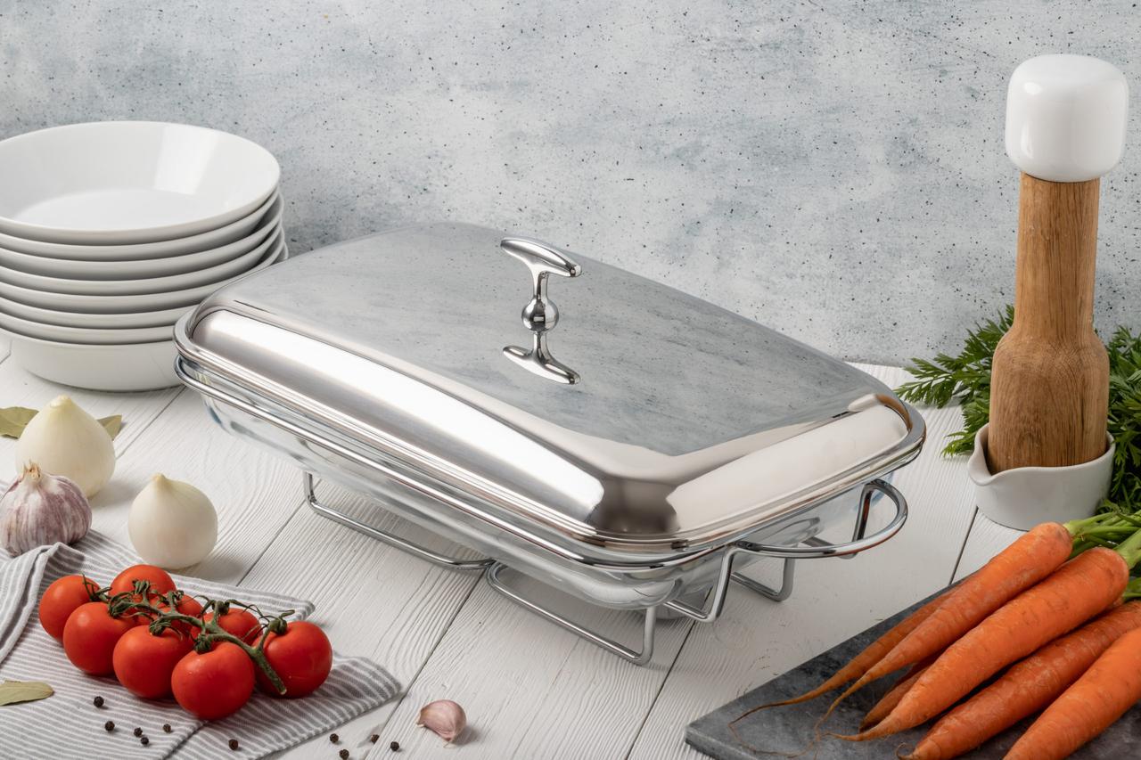 Марміт із жароміцного скла Edenberg прямокутний з кришкою з нержавіючої сталі 3 л (EB-1441)