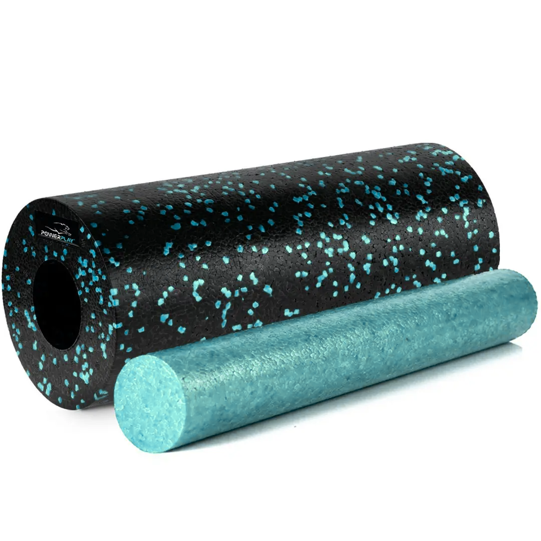 Ролик масажний гладкий PowerPlay PP-4348 2 in 1 EPP Foam Roller 33x14 см Чорний/Блакитний