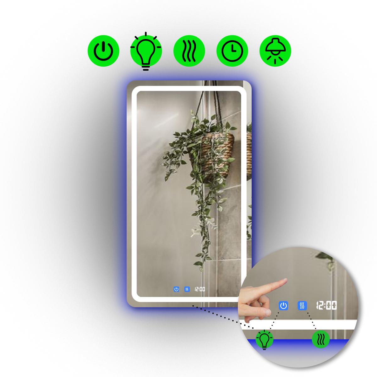 Зеркало с LED подсветкой Anvi с двумя сенсорами и часами 60x80 см (Anvi/600x800/5191/26/1) Зеркало с LED подсветкой Anvi с двумя сенсорами и часами 60x80 см (Anvi/600x800/5191/26/1)