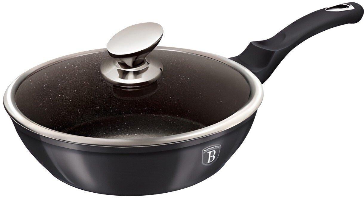 Сковорода глибока алюмінієва Berlinger Haus Metallic Line Carbon Pro Edition з мармуровим антипригарним покриттям 24 см 2,3 л (2529782621)