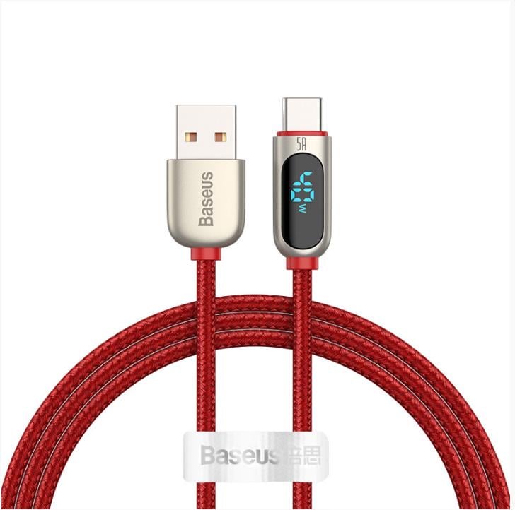 Кабель BASEUS Type-C Display Fast Charging Data Cable 1 м 5A Red (8f3dda9e)